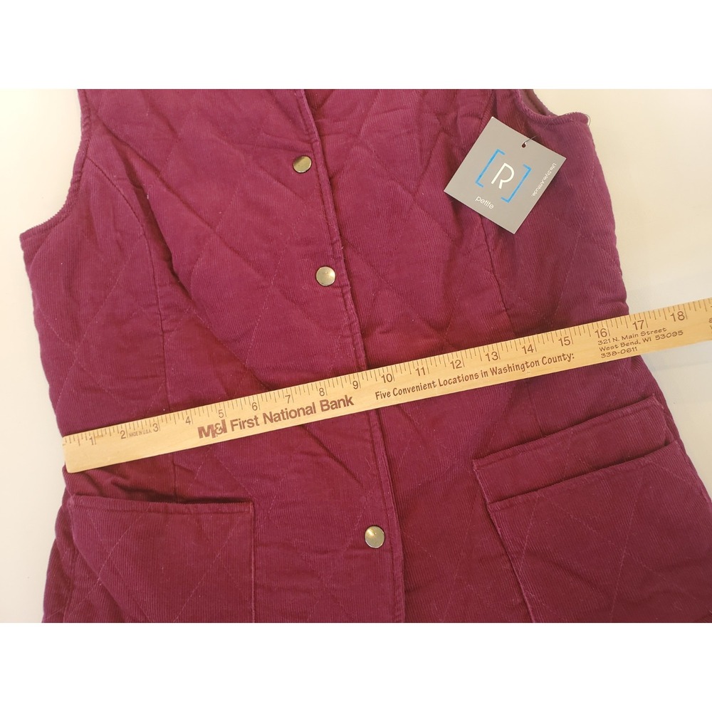 Relativity Womens Petite Quilted Corduroy Vest Vintage Rouge Purple RE1F024P PM - Picture 7 of 8